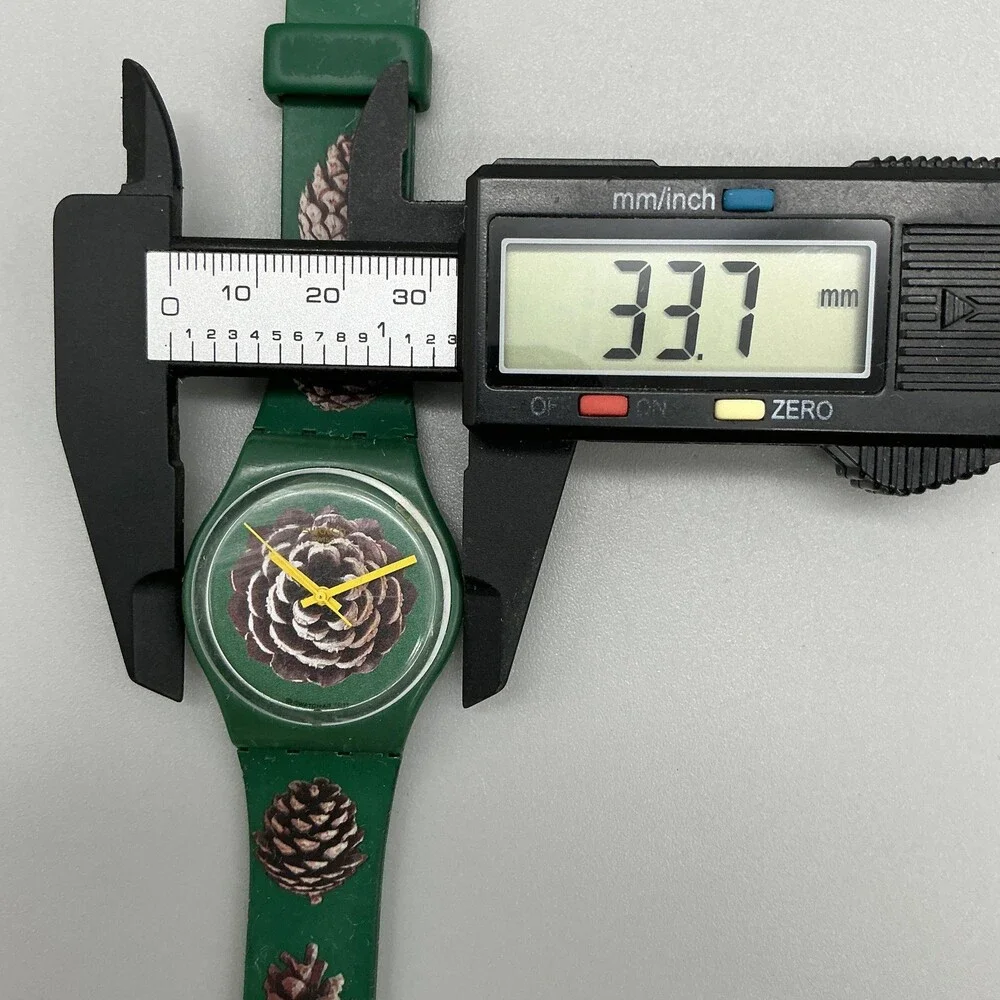 Swatch Pinezone Mens Watch 34mm Green Pinecone Plastic strap New battery